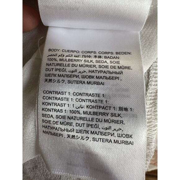 Bebe Ivory Peach Silk Layer Tunic Tank Top Embroidery Lined - Picture 7 of 10